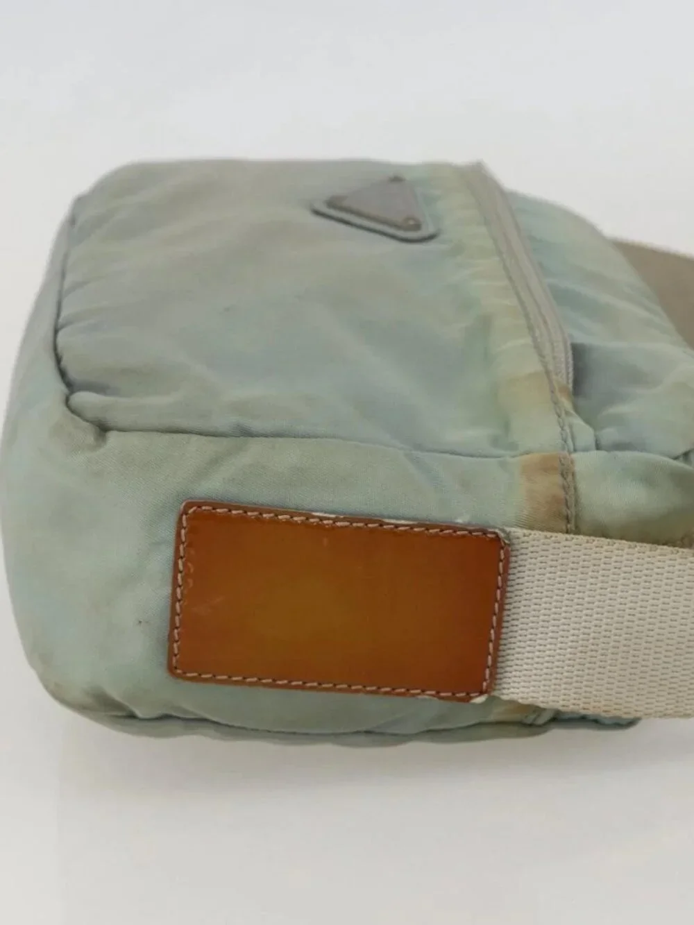 PRADA Shoulder Bag Nylon Light Blue Silver Auth 175693